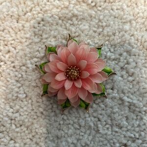 Trifari Pink Flower Pin